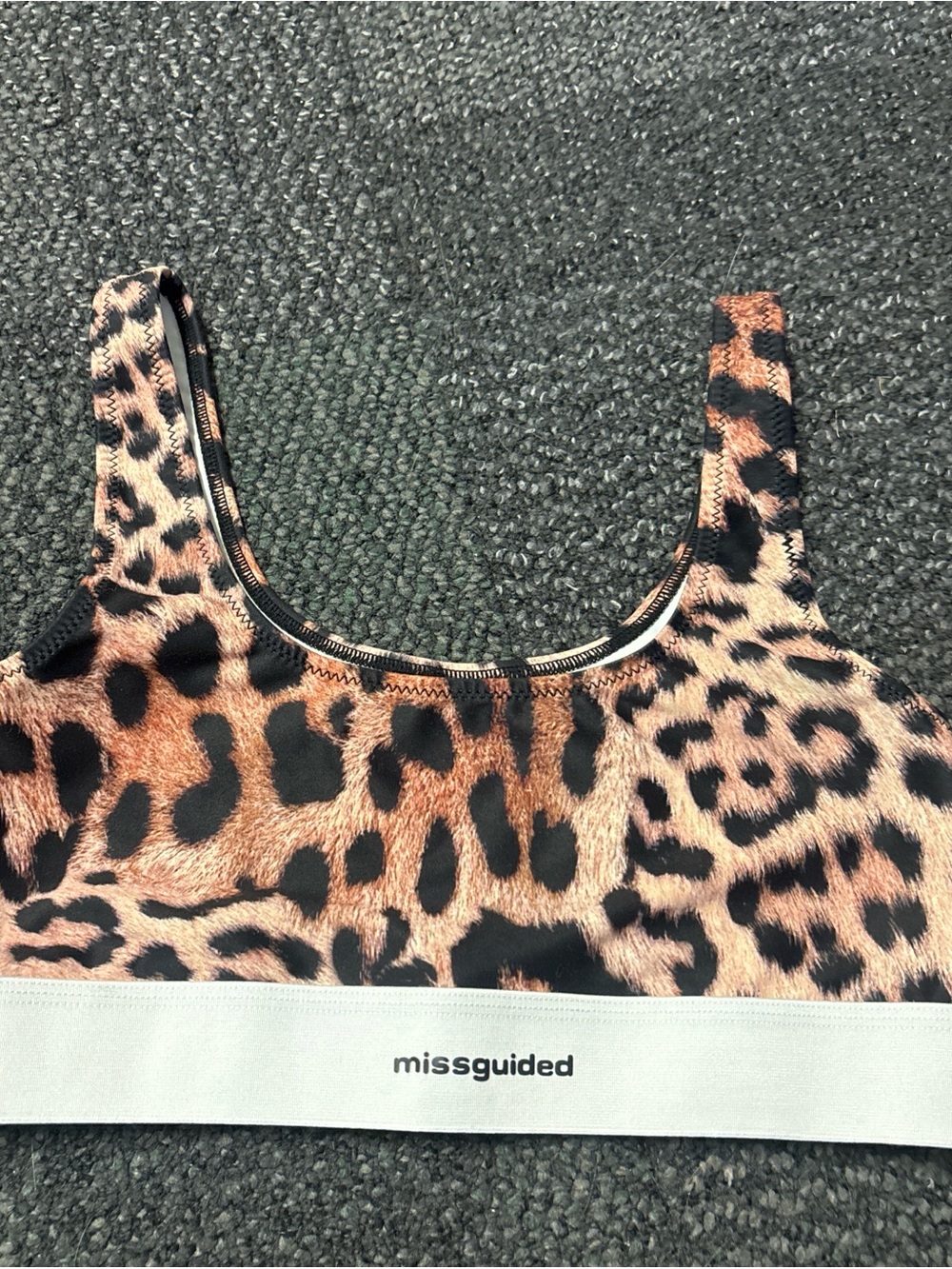 Missguided Leopard-Print Sports Bra - Brown Black White